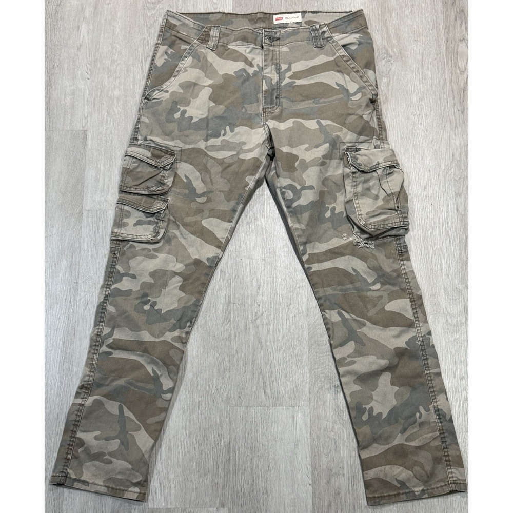 Wrangler Regular Taper Camo Cargo Pants Men Size 34x30 Green Brown 112326274